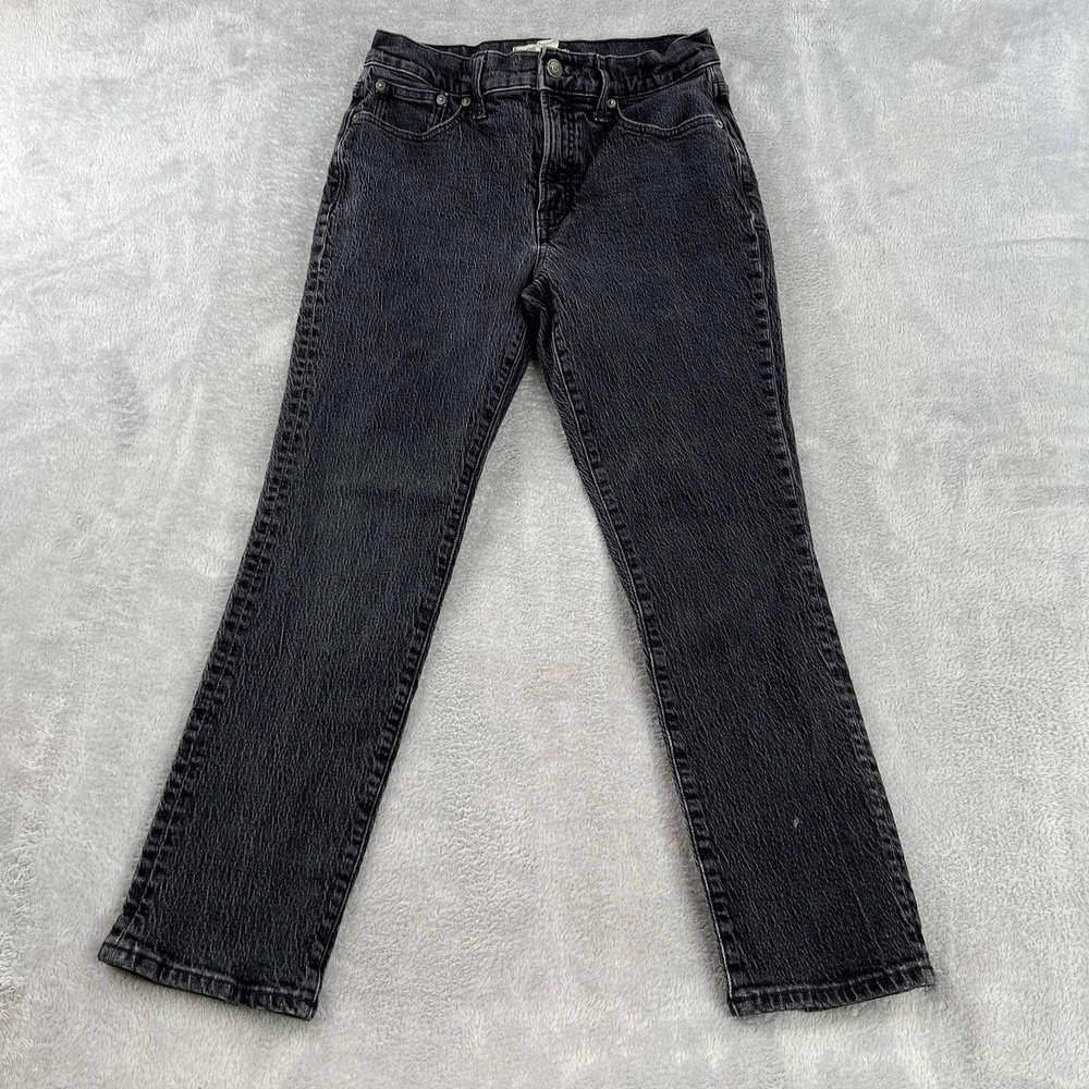 Madewell Perfect Vintage Jeans Womens 28 Black Mid Rise Tapered Denim Distressed